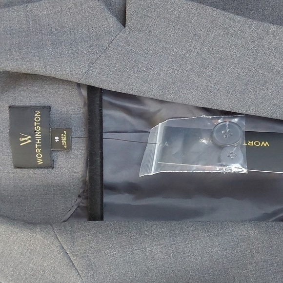 Worthington Womens Admiral Gray Suit Coat Blazer Neutral Minimalist Sz.18 - Picture 10 of 10